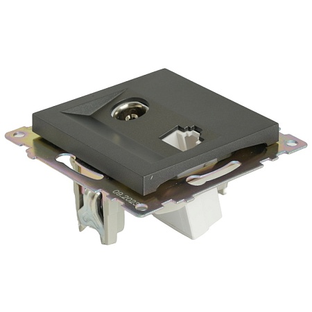 Розетка TV + компьютерная RJ-45 (механизм), серия Катрин, графит, GLS00-7106-06 - фото