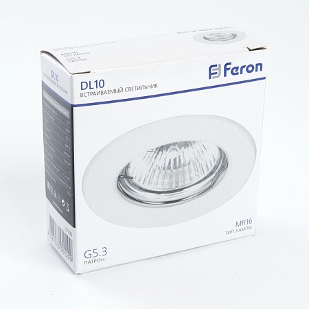 Светильник встраиваемый Feron DL10 потолочный MR16 G5.3 белый - фото