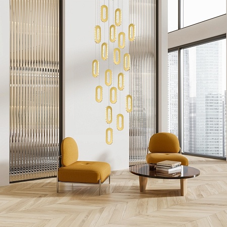 Светильник подвесной ST-Luce Золотистый/Золотистый, Прозрачный LED 9*9W 3000K SL6506.203.09 - фото