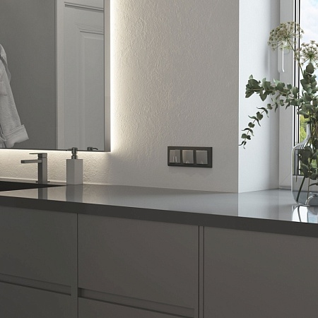 Выключатель двухклавишный проходной с подсветкой (серебряный матовый) W1122165 - фото