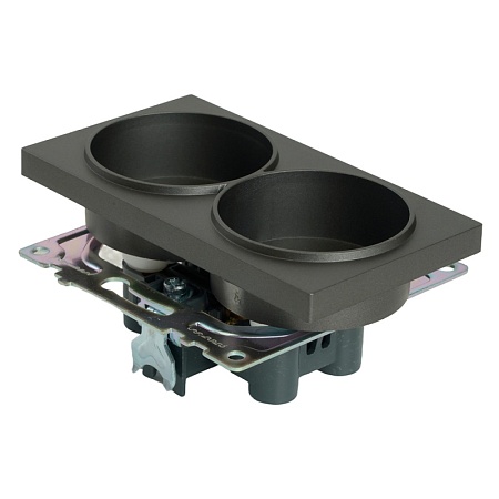 Розетка 2-местная с защитной шторкой (механизм) б/з, 250В, 10А, серия Катрин, графит, GLS10-7113-06 - фото