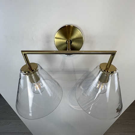 Бра Rh Utilitaire Funnel Shade Double Sconce Brass Imperiumloft 123267-22 - фото