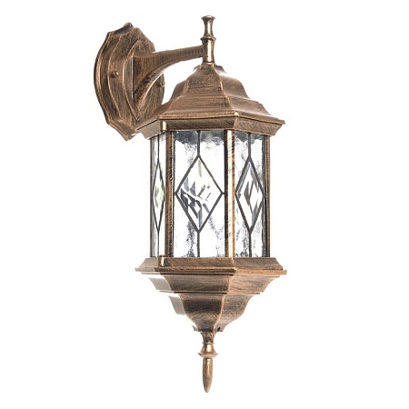 Светильник садово-парковый Feron PL122 шестигранный на стену вниз 60W E27 230V, черное золото - фото