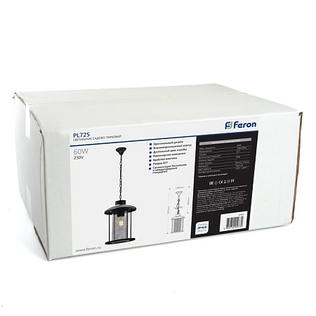 Светильник садово-парковый Feron PL725 на цепочке 60W E27 230V, черный - фото
