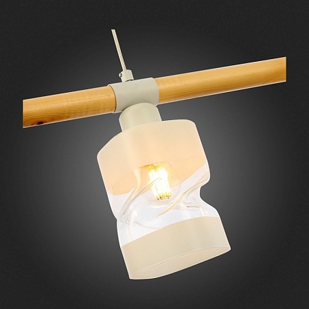 Светильник подвесной Белый, Светлое дерево/Белый, Прозрачный E27 3*60W SLE114503-03 - фото