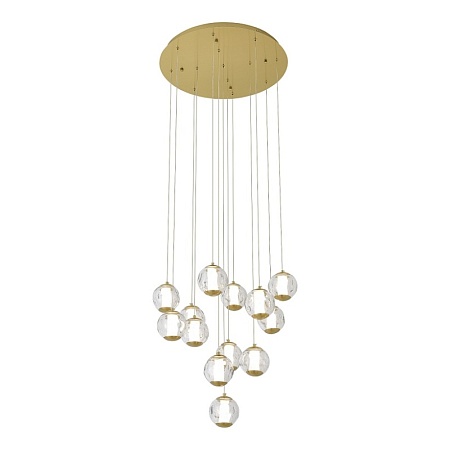 SL6520.303.13 Светильник подвесной ST-Luce латунь/прозрачный с пузырьками воздуха LED 1*65W 4000K HELMI - фото