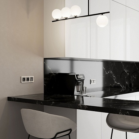 Выключатель двухклавишный проходной с подсветкой (графит акрил) W1122144 - фото