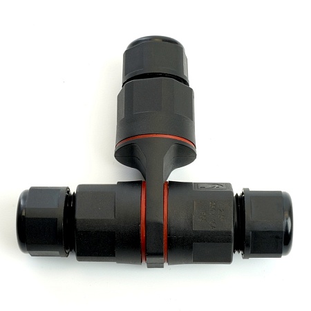 Соединитель-коннектор LD541 3-контактный на 3 выхода, с СМК221 пружинным контактом IP68, черный - фото