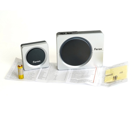 Звонок дверной беспроводной Feron E-382 Электрический 38 мелодий серебро, черный с питанием от батареек и от сети через USB - фото