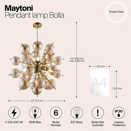Подвесной светильник Maytoni Bolla MOD133PL-06BS - фото
