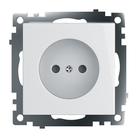 Розетка 1-местная б/з (механизм), STEKKER GLS10-7109-01, 250V, 10А с защитной шторкой, серия Катрин, белый - фото