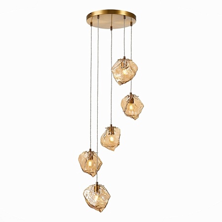 Светильник подвесной ST-Luce Латунь/Янтарный E14 5*40W SL1175.303.05 - фото