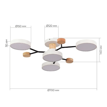 Светильник потолочный Белый/Белый LED 4*12W 3000K/4500K/6000K SLE6006-502-04 - фото