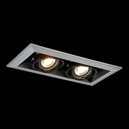 Св-к встр. Черный GU10 2*50W L245xW126xH70 220V Без ламп ST250.148.02 - фото