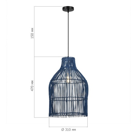 Светильник подвесной ST-Luce Черный/Синий E27 1*40W SL1513.403.01 - фото