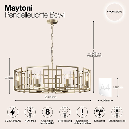 Подвесной светильник Maytoni Bowi H009PL-08G - фото