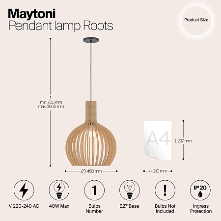 Подвесной светильник Maytoni Roots MOD194PL-01W1 - фото