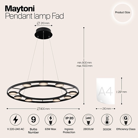 Подвесной светильник Maytoni Fad MOD070PL-L63B3K - фото