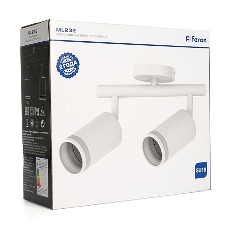 Светильник Feron ML232 LUNA настенно-потолочный под лампу GU10, белый - фото