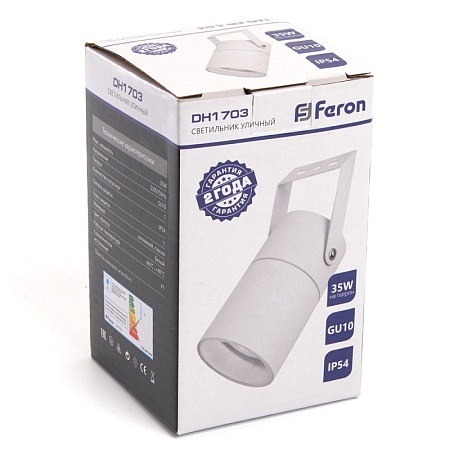 Светильник садово-парковый Feron DH1703,  GU10 230V, белый (на стену) - фото