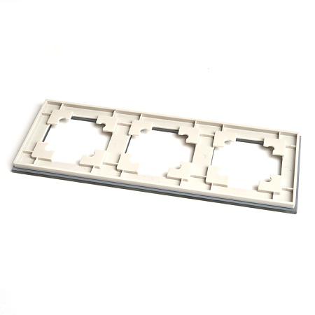 Рамка 3-местная, стекло, STEKKER GFR00-7003-07, серия Катрин, дымчатый - фото