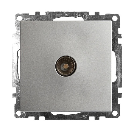 Розетка телевизионная 1-местная (механизм), STEKKER GLS00-7108-03, 75 Ом, 5-862МГц, серия Катрин, серебро - фото