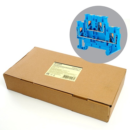 Зажим пружинный, 4-проводной проходной 2 уровня ЗНИ - 2,5 ,JXB PT 2,5 , синий LD575-2-25 - фото