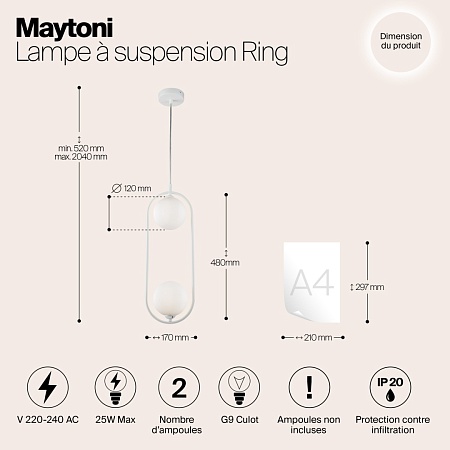 Подвесной светильник Maytoni Ring MOD013PL-02W - фото