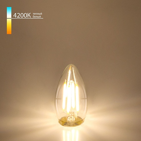 Филаментная светодиодная лампа "Свеча" C35 9W 4200K E27 (C35 прозрачный) BLE2706 Elektrostandard - фото