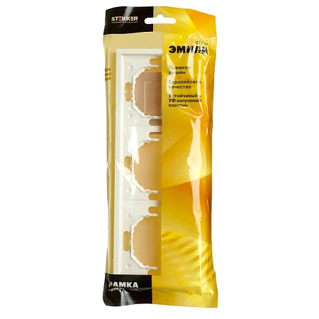 Рамка STEKKER, PFR00-5003-01 3-местная, серия Эмили, белый фарфор, soft touch - фото