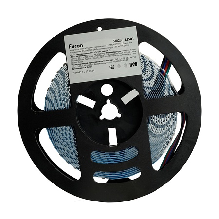 Светодиодная LED лента Feron LS501, 120SMD(5050)/м 11Вт/м 24V 5000*10*1.5мм RGB IP20 - фото