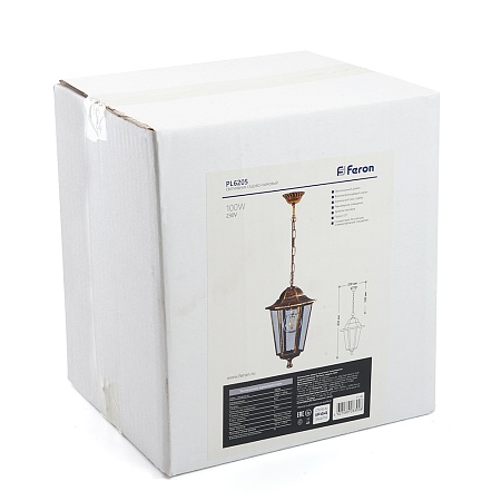 Светильник садово-парковый Feron 6205/PL6205  шестигранный на цепочке 100W E27 230V, черное золото - фото