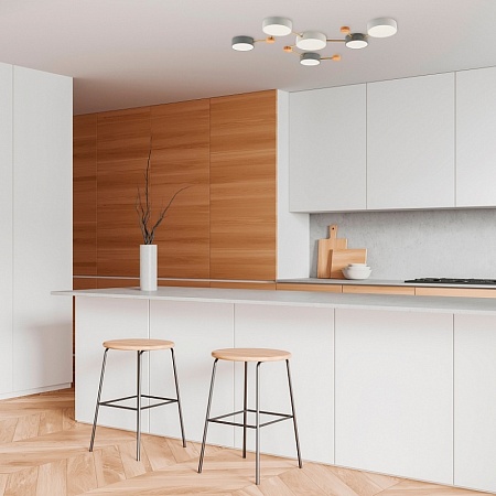 Светильник потолочный Золотистый, Светлое дерево/Белый, Серый LED 6*15W 4000K SLE600102-06 - фото