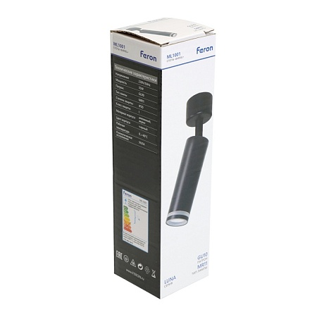 Светильник Feron ML1001 LUNA настенно-потолочный под лампу GU10, черный - фото