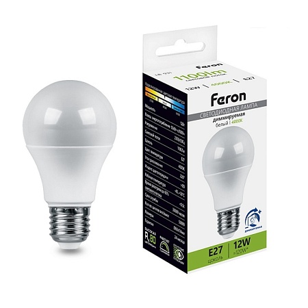 Лампа светодиодная диммируемая Feron LB-931 Шар E27 12W 230V 4000K - фото