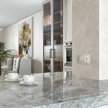 Выключатель двухклавишный проходной (белый матовый) W1122061 - фото