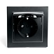 Розетка 1-местная c/з с крышкой STEKKER, PST16-9012-03, 250В, 16А, с защитной шторкой, серия Эрна, черный - фото