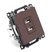 Розетка USB 2-местная (механизм), STEKKER GLS10-7115-04, 250B, 2,1А, серия Катрин, шоколад - фото
