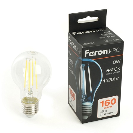 Лампа светодиодная Feron.PRO LB-1108 Шар E27 1320LM 8W 175-265V 6400K - фото