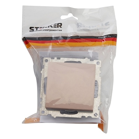 Переключатель1-клавишный (механизм), STEKKER GLS10-7105-02, 250V, 10А, серия Катрин, шампань - фото