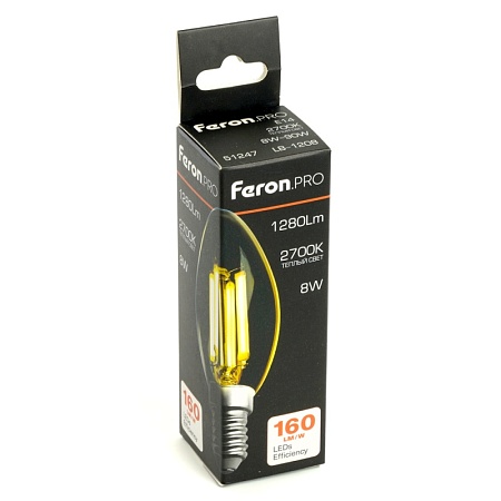Лампа светодиодная Feron.PRO LB-1208 Свеча E14 1280LM 8W 175-265V 2700K - фото