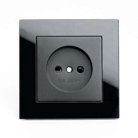 Розетка 1-местная б/з, STEKKER  GLS10-7009-05, 250В, 10А с защитной шторкой, серия Катрин, черный - фото