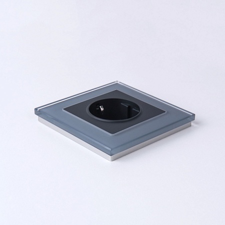 Розетка с заземлением (черный матовый) W1171008 - фото