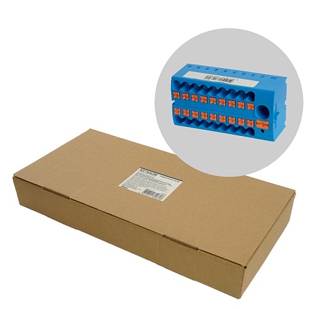 Зажим блочный (групп) для распред.тока нагрузки push-in на 18 точек, сеч 2,5 мм2,690V,41А, 1точка интегр. питание, синий LD580 PTFIX 6-18/25 - фото