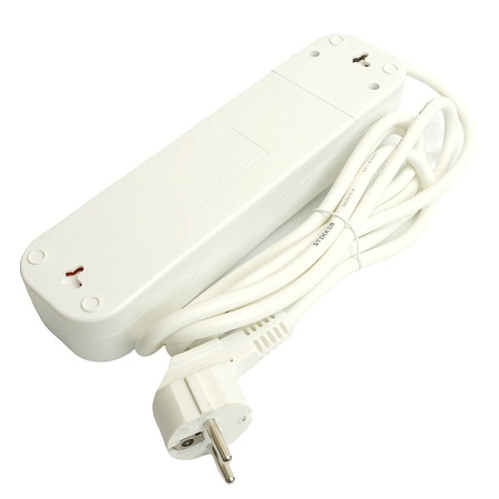 Удлинитель четырехместный с/з  с выключ. STEKKER HM07-41-05 3x1мм2, 5м, (У16А-003)  серия Home , белый - фото