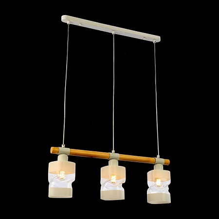 Светильник подвесной Белый, Светлое дерево/Белый, Прозрачный E27 3*60W SLE114503-03 - фото