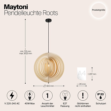 Подвесной светильник Maytoni Roots MOD197PL-01W2 - фото