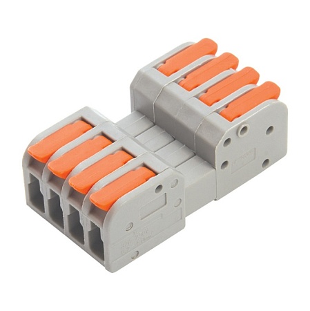 Клемма монтажная компактная STEKKER для подключения фазных проводников 4 контактные группы, LD221-424 - фото