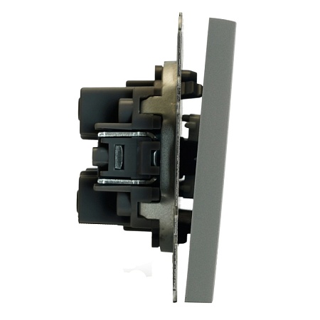 Переключатель 2-клавишный (механизм), STEKKER, 250В, 10А, серия Эмили, RSW10-5107-10, платиново-серый, soft touch - фото