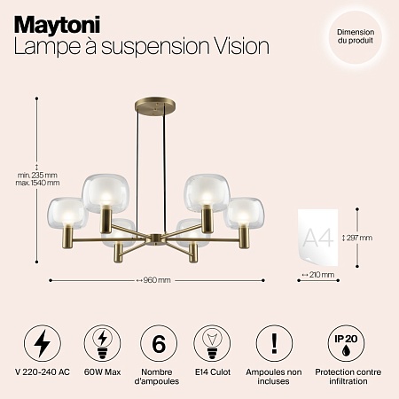 Подвесной светильник Maytoni Vision MOD411PL-06G - фото